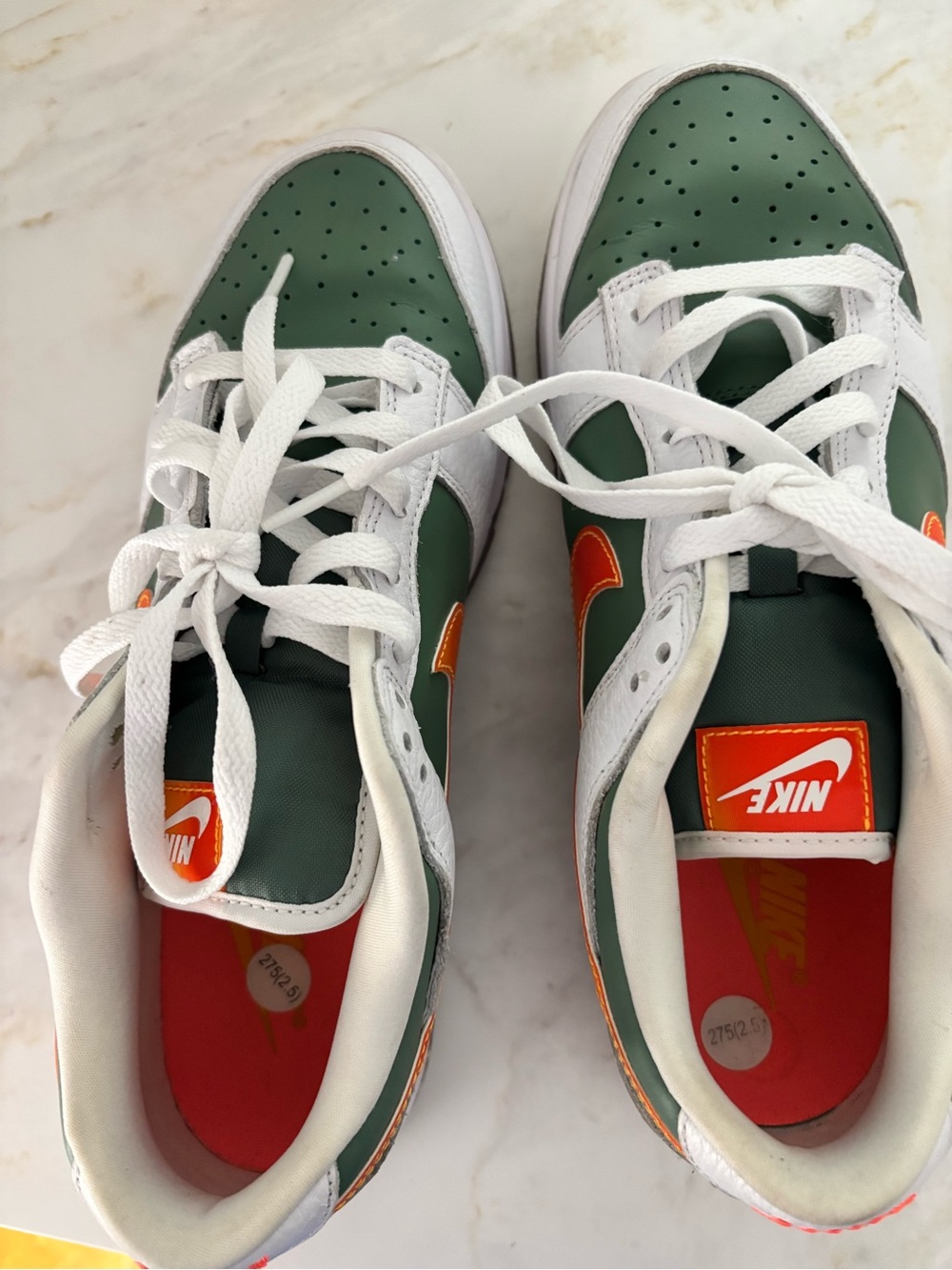 Nike Green and White NY TO NY Low-Top Sneakers with Orange Swoosh